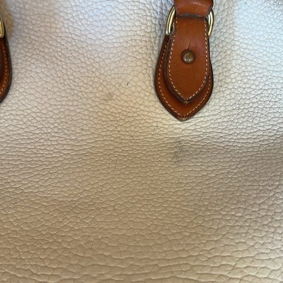 Dooney & Bourke cream and brown leather satchel - Picture 6 of 10